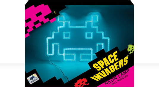 Mad monkey space invaders - game icon - neon lamp