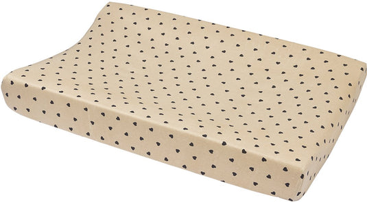 Meyco baby sweet heart aankleedkussenhoes - soft sand black - 50x70cm