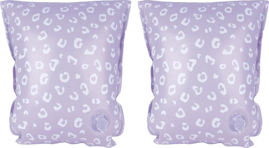 Swim essentials - zwembandjes met panterprint - zwemvleugels - 15-30 kg - 2-6 jaar - pvc -lila wit