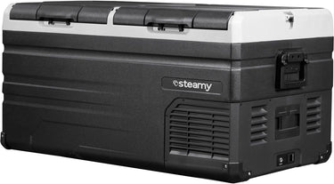 Steamy -e dual zone elektrische compressor koelbox - dual zone - 90 liter - 12v en 230v - voor auto en camping - zwart