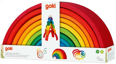 Goki bouwblokken - regenboog - 11 delen - hout - 2 jaar