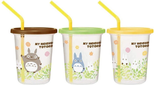 Semic ghibli - my neighbor totoro - set van 3 glazen met rietjes