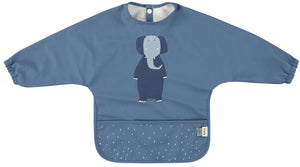 Trixie afwasbare slab met mouwen - mrs. elephant - slab voor kinderen - 100% recycled polyester - eenvoudig schoon - blauw