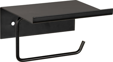 Wenko toiletrolhouder met planchet desulo mat zwart staal - wc rolhouder met plankje - toiletpapierhouder met plateau - bevestigen met of zonder schroeven - zelfklevend