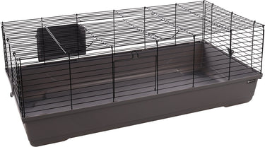 Flamingo hamsterkooi – mobi – caviakooi dwergkonijnenkooi – ruime binnenkooi met hooiruif en diepe bodem – metaal zwart grijs – 117,5x58x42,5 cm – europese kwaliteit