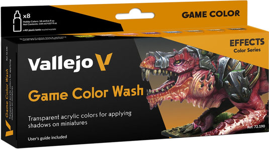 Vallejo hobbyverf acrylverf - 72190 washes voor fantasy and wargames - game color - acryl set - 8x verf set - 8x 18 ml