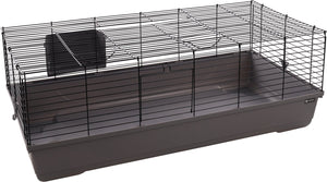 Flamingo hamsterkooi – mobi – caviakooi dwergkonijnenkooi – ruime binnenkooi met hooiruif en diepe bodem – metaal zwart grijs – 117,5x58x42,5 cm – europese kwaliteit