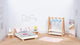 Goki poppenhuismeubeltjes: design slaapkamer, 18-delig, bed 12,7cm, beukenhout en stof, 3+
