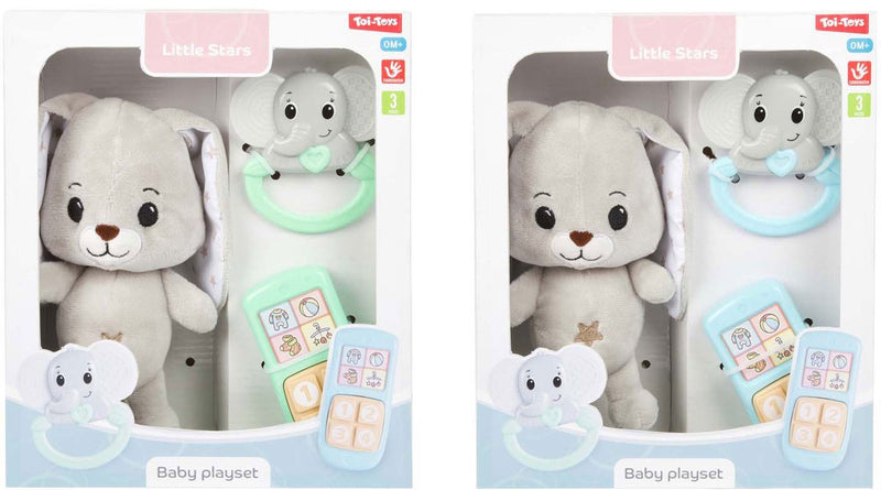 Afbeelding laden in galerijviewer, Toi-toys little stars baby knuffel pluche konijn met ramelaar en telefoon, 3dlg.
