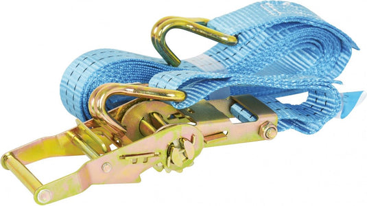 Carpoint ratelspanband met haken 38 mm 5 meter 1000 kg blauw