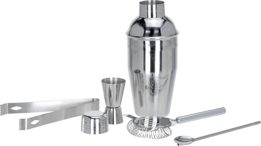 Excellent houseware cocktailshaker set 5-delig roestvrij staal