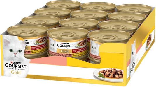 Gourmet gold fijne hapjes - kattenvoer natvoer - zalm kip - 24 x 85 g