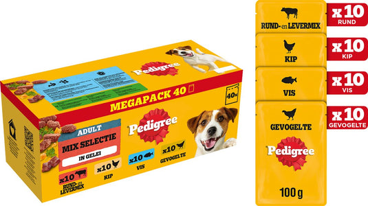 Pedigree hondenvoer - mix selectie in gelei - maaltijdzakjes - 40 x 100 g
