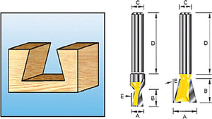 Makita d-10914 zwaluwstaartfrees 7° 19,05x22,23mm s12