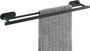 Wenko turbo-loc® dubbele handdoekhouder orea duo rvs zwart mat 60cm breed - handdoekrek - bevestigen zonder boren - zelfklevend
