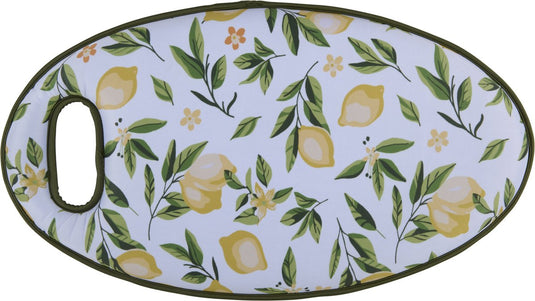 Kinzo kniekussen 46 x 25 cm - knielkussen voor tuinieren en kluswerk - citroenprint