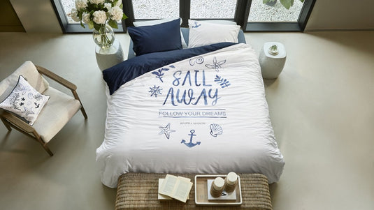 Riviera maison rivièra maison sail away dekbedovertrek - eenpersoons - 140 x 200 220 cm - blauw