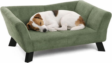 Flamingo hondenbed – sofa hond – sofa kat – damario rechthoekig groen – 62,5 x 43 x 25 cm – houten pootjes