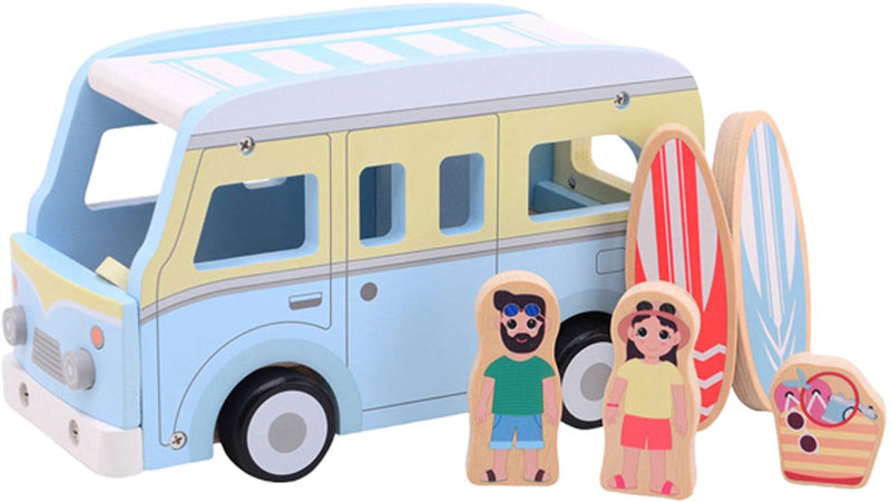 Afbeelding laden in galerijviewer, Jouéco joueco houten retro strandbus met accessoires
