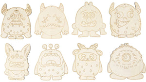 Creativ company houten figuren monster h:12,4 cm 8 stuks