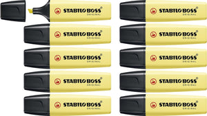 Stabilo boss original pastel - markeerstift - markeren met pastelkleuren - melkachtig geel - doos 10 stuks