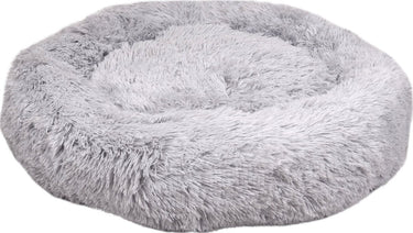 Flamingo hondenmand – donut hondenmand – kattenmand – ronde pluche mand met antislip – mand krems lichtgrijs – ø70 cm