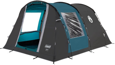 Coleman cook 4 tent – 4 persoons tunneltent – uv guard zonbescherming - brandvertragend materiaal – grijs blauw