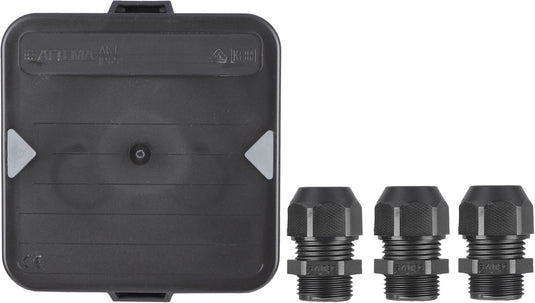 Attema kabeldoos m20 - zwart - 3 wartels - ip65