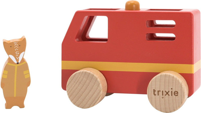 Afbeelding laden in galerijviewer, Trixie houten mini brandweerwagen - speelgoedvoertuig in duurzaam hout - leuk voor jongens en meisjes - met mr. fox
