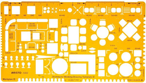Aristo architecten combisjabloon ii - schaal 1:50 - met inktnoppen - oranje transparant - ar-5062
