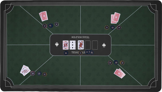Longfield pokerkleed groen 140x80 cm - polyester rubber - glad speeloppervlak - poker dobbel accessoire - engelhart