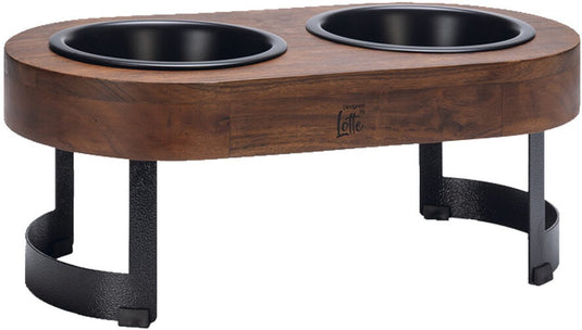 Designed by lotte mavira - dinerset hond - hondenvoerbak - hout rvs - zwart - 800 ml