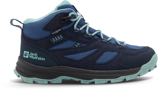 Jack wolfskin vojo tour texapore mid wandelschoenen blauw eu 35 jongens,meisjes
