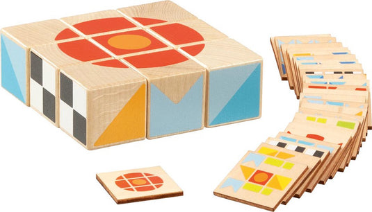 Goki puzzel - spel - 9 blokken - 25 patronen - hout - 3+