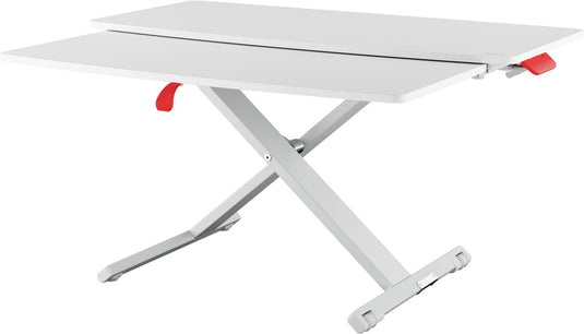 Leitz zit sta bureau met schuiflade - in hoogte verstelbare bureauverhoger voor computerschermen, monitors en laptops - 800 x 350mm - wit grijs