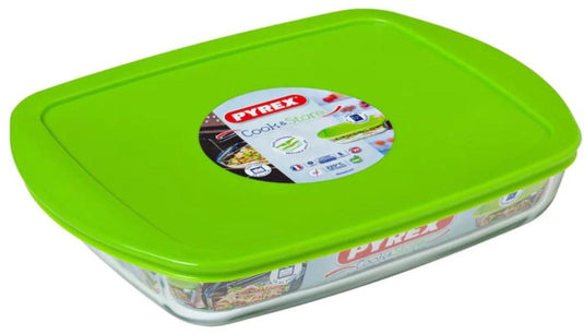 Pyrex - cook store schaal rechthoek met deksel 1,6 liter - glas - transparant