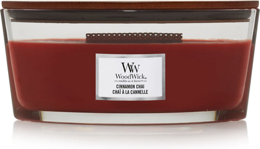 Woodwick heartwick flame ellipse geurkaars - cinnamon chai - 50 branduren