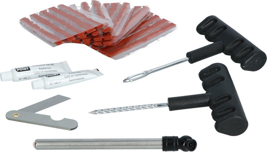 Carpoint bandreparatieset 31-delig – met 25 proppen – inclusief bandenspanningsmeter – in handige opbergkoffer