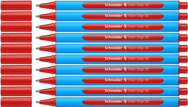 Schneider schrijfwaren schneider balpen - slider edge - penpunt xb - schrijfkleur rood - doos 10 stuks