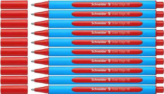 Schneider schrijfwaren schneider balpen - slider edge - penpunt xb - schrijfkleur rood - doos 10 stuks