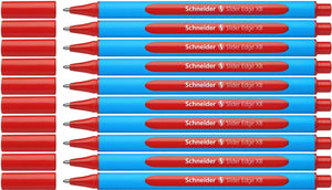 Schneider schrijfwaren schneider balpen - slider edge - penpunt xb - schrijfkleur rood - doos 10 stuks