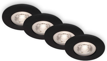 Briloner kulana - set van 4 led inbouwspots - dimbaar - badkamerverlichting - ø9 cm - ip44 - 4.9 w - 480 lm - 3.000 k - zwart