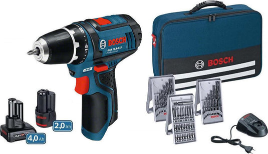 Bosch blauw gsr 12v-15 accuboorschroevendraaier | 12v 2.0ah + 4.0ah accu | + 39 accessoires - 0615990g6l