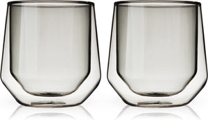 Viski aurora tumbler - dubbelwanding - glas - 266ml - 2 stuks - smoke