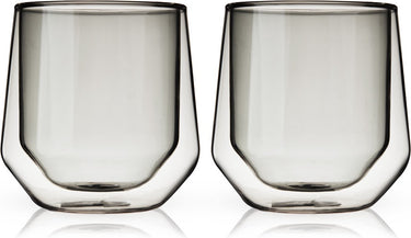 Viski aurora tumbler - dubbelwanding - glas - 266ml - 2 stuks - smoke