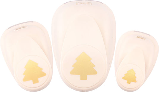 Vaessen creative pons set - figuurpons - kerstbomen - 3 st. - 1,5 tot 3,5 cm