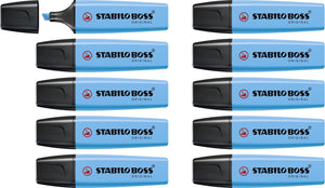 Stabilo boss original - markeerstift - hoogste kwaliteit - blauw - doos met 10 stuks