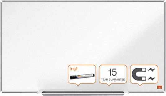 Nobo impression pro widescreen magnetisch whiteboard van staal met pennengoot - inclusief whiteboard marker - 710x400mm - wit