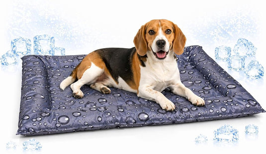 Flamingo koelmat hond - verkoelend hondenbed - m - 76x66x6 cm - drop grijs - comfortabele koelmat met verkoelende gel