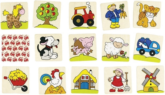 Goki memory - boerderij - 32 delen - hout - 3 jaar